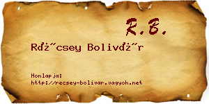 Récsey Bolivár névjegykártya